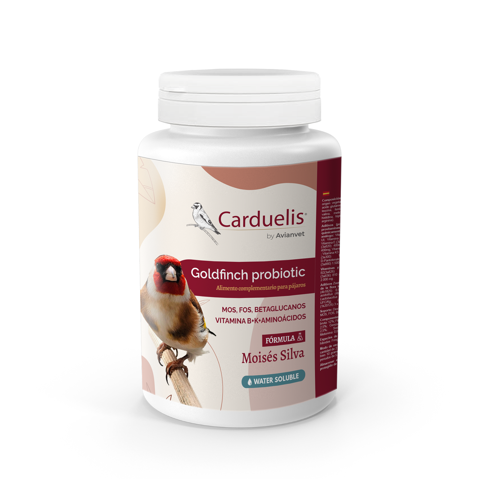 "Goldfinch Probiotic" disponivel em 100g e 400Gr. O primeiro probiótico para Pintassilgos do mercado! Partilhamos convosco este produto fruto da nossa colaboração com a Avianvet.